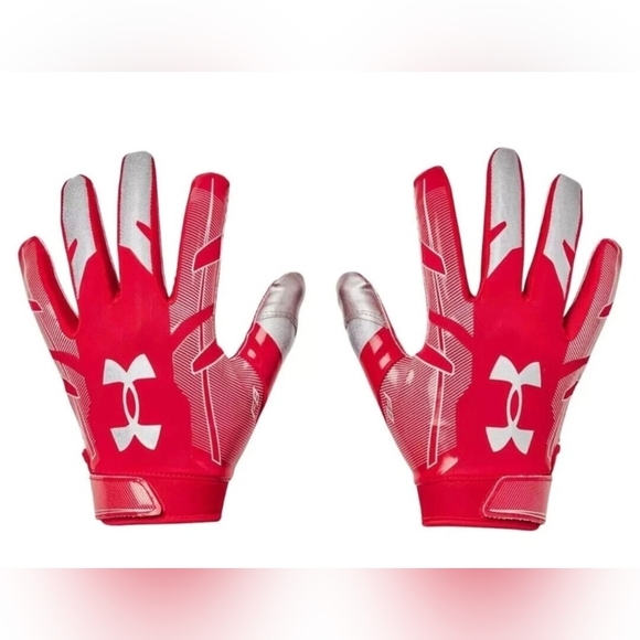 Under Armour Men's XL Red and White F8 Glue Grip Football Gloves NEW - Picture 1 of 5